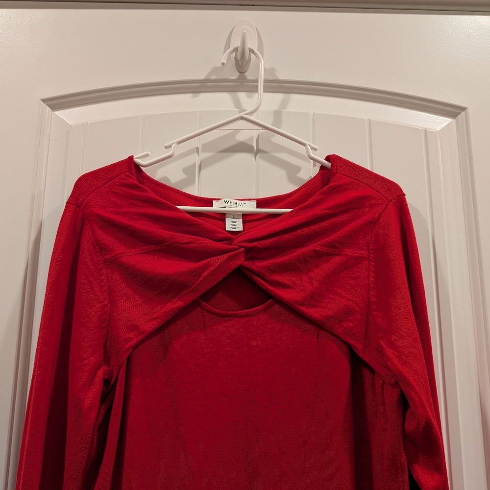 Women's Red Twist-Front Top - Picture 4 of 6